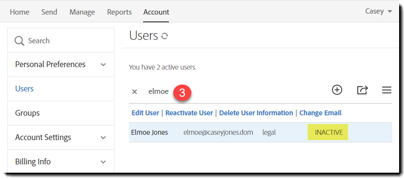 Enter the users name